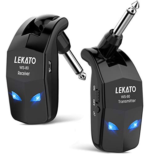 LEKATO - Sistema de guitarra inalámbrico de 2,4 GHz Receptor transmisor recargable con 8 horas de autonomía Sistema de Cable digital