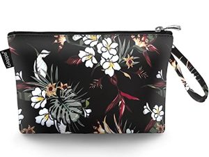 Gloppie Mini Neceser Maquillaje de Viaje para Mujer Plegables – Impermeable Nylon Make Up Bag Cosmetic Bag Portátil – Bolsas de Cosméticos Aseo Baño y Almacenamiento, White Flowers