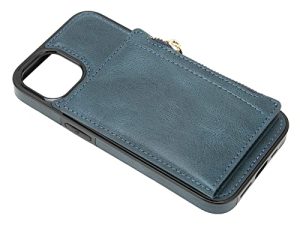 Estuche para Teléfono, Cuero con Protección de Cuerpo Completo con Cremallera Y Billetera para 13(azul marino)