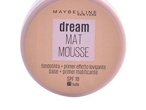 Maybelline New York – Dream Mat Mousse, Base de Maquillaje en Mousse, Tono 21 Beige Suave