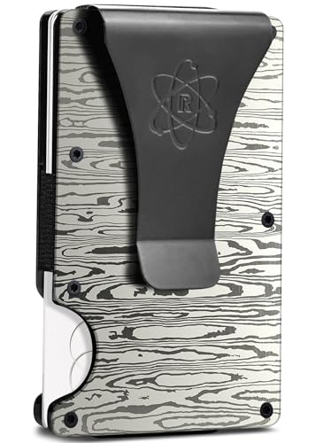 ROSSM Carteras para Hombre con Bloqueo RFID - Tarjetero Hombre Minimalista de Fibra de Carbono y Metal para Tarjetas de Crédito con Pinza y Banda Elástica para Billetes