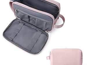 BAGSMART – Neceser de baño para hombre, viaje, accesorios grandes, impermeable, neceser de maquillaje, para mujer, bolsa de baño, organizador, rosa, large