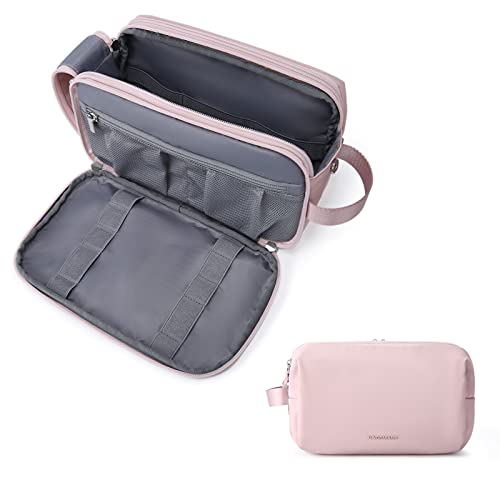 BAGSMART - Neceser de baño para hombre, viaje, accesorios grandes, impermeable, neceser de maquillaje, para mujer, bolsa de baño, organizador, rosa, large