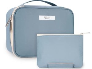 Narwey Neceser de Maquillaje de Viaje Bolsa de Aseo Bolsa de Cosméticos Grande Organizador para Mujeres y Niñas (Azul Grisáceo(Nueva))