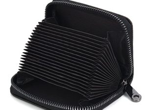 IHIGOGOFA Tarjeteros para Tarjetas de Credito Mujer Hombre Piel Auténtica RFID Bloqueo Carteras con 20 Ranuras para Tarjetas Carteras de Mujer Hombre (Marrón Oscuro- 20)