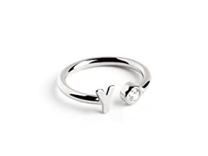 SINGULARU – Anillo Personalizado Letter Spark Plata – Anillo Ajustable – Plata de Ley 925 con Acabado Baño de Rodio – Talla Unica – Joyas para Mujer – Hecho en España – Letra Y