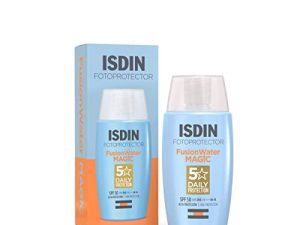 ISDIN Fotoprotección Fusion Water MAGIC SPF 50, Protector Solar Facial de Textura Ligera y Fase Externa Acuosa con Tacto Final Sedoso, 50ml