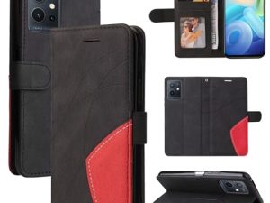 SLWYF Funda para Compatible Vivo Y55 5G/Y75 5G, Cuero Carcasa de TPU, Soporte Plegable, Ranura para Tarjeta, Cierre Magnético,Antigolpes Wallet Case Carcasa (Negro)