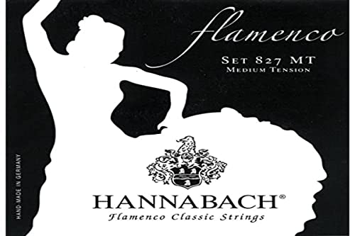 Hannabach Cuerdas Para Guitarra Clasica, Serie 827 Tension Media Flamenco Classic - Juego 3 Cuerdas Graves Re4+La5+Mi6