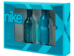 NIKE – Turquoise Vibes, Perfume 100 ml + Desodorante Hombre Spray 200 ml, Estuche Regalo Hombre, Pack Nike 2 Piezas, Masculino, Fresco y Afrutado, Colonia Floral