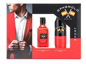 SPAGNOLO – Sport, Estuche de Regalo Hombre, Colonia 75 ml + Desodorante en Spray 200 ml, Eau de Toilette Natural y Masculina, Aroma Amaderado Especiado, Fragancia Fresca, Enérgica y de Larga Duración