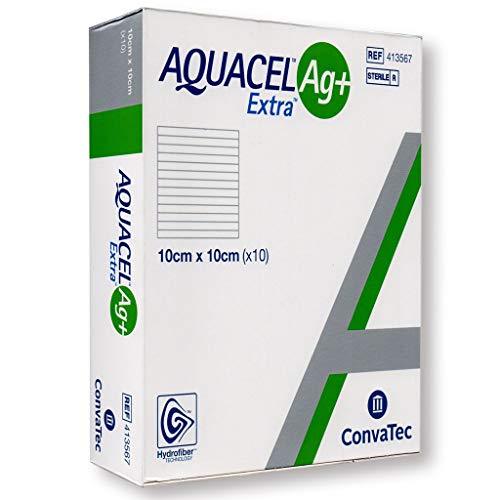 Aquacel Ag+ Extra, apósito cuadrado para herida, 10 x 10 cm