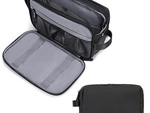 BAGSMART – Neceser de baño para hombre, viaje, accesorios grandes, impermeable, neceser de maquillaje, para mujer, bolsa de baño, organizador, Negro , large