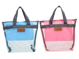 HAPINARY 2 Piezas Bolsa De Playa De Rejilla Bolsa De Cosméticos De Viaje Bolsas De Almacenamiento para Viajar Neceser De Malla Nylon Alta Capacidad Hombres y Mujeres Artículos De Aseo