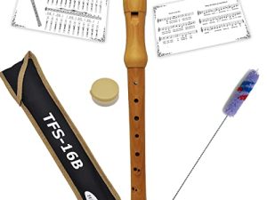 Tuyama® Flauta TFS-16B C-Soprano Flauto Dulce Soprano – Digitación Barroco – Madera de Arce – con Tablatura y 2 Partituras – Soprano Recorder Flute