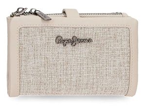 Pepe Jeans Maddie Cartera con Tarjetero Beige 14,5x9x2 cms Poliéster con detalles en Piel Sintética