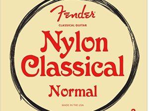 Fender Cuerdas acústicas de nailon, 100 transparentes/plateadas, extremo de amarre, calibres .028-.043, paquete de 3
