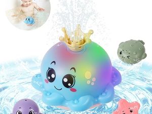 Delycazy Juguetes Baño Bebe 1 2 3 Años, Bebé LED Pulpo Inducción Automático Chorro de Agua Juguete de Piscina Regalos para Bebe 1 Año