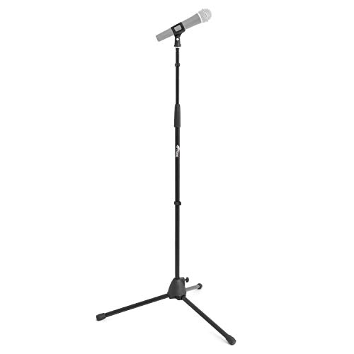 Tiger MCA21-BK - Soporte de micrófono recto con base trípode, ajustable, color Negro