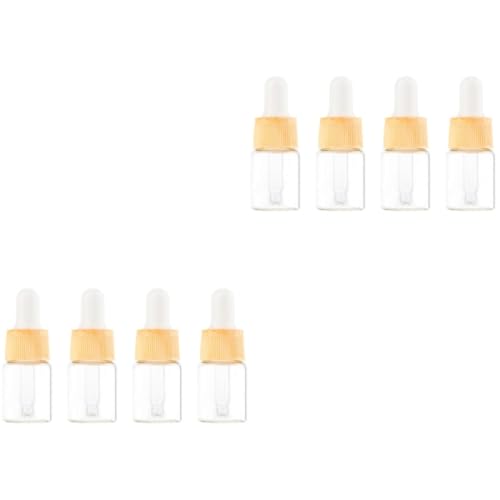 minkissy 8 Piezas Frasco cuentagotas de vidrio vacío mini frascos cuentagotas l novel novela botella dispensadora de gotero de vidrio frasco gotero cosmético grano de madera Bosquejo viajar