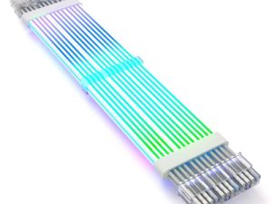 Cable de Extensión ARGB, Cable de Fuente de Alimentación de Placa Base ARGB, Longitud de 345 Mm, 3 X 8P Macho a Hembra, Cable Chapado en Plata 18AWG 19 X 0.235, 162 Cuentas LED