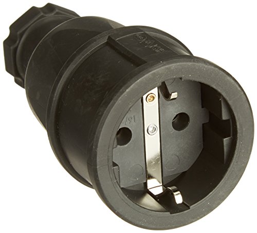 Unitec 40554L - Enchufe hembra con protección de goma, color negro