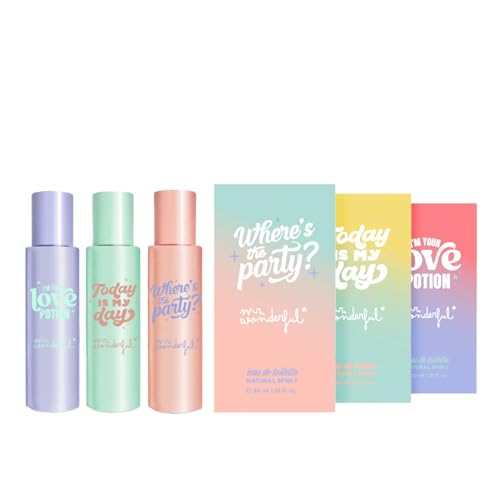 MR WONDERFUL - Colonias Mujer en Spray, Pack de 3 x 30 ml, I'm Your Love Potion + Where's The Party + Today Is My Day, Formato Viaje, Eau de Toilette Femenina, Fragancia Fresca y de Larga Duración