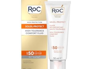 RoC – Soleil-Protect Fluido Confort de Alta Tolerancia SPF 50 – Crema Hidratante Facial – Protector Solar Hipoalergénico – Piel Sensible – 50 ml