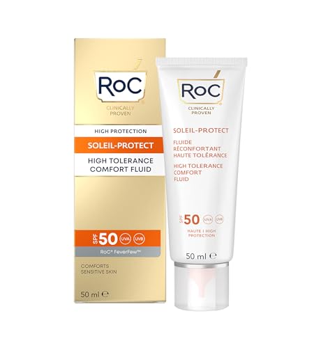 RoC - Soleil-Protect Fluido Confort de Alta Tolerancia SPF 50 - Crema Hidratante Facial - Protector Solar Hipoalergénico - Piel Sensible - 50 ml