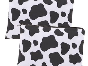 Beavorty 2 Piezas Bolsa De Cosméticos De Vaca Bolsas De Maquillaje para Mujer Bolsa De Maquillaje Portátil Bolsas De Aseo Monedero De Vaca Poliéster Bolsa De Almacenamiento Cuadrado Viajar