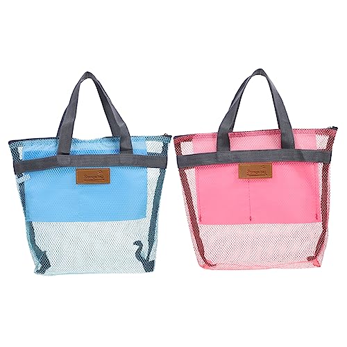 HAPINARY 2 Piezas Bolsa De Playa De Rejilla Bolsa De Cosméticos De Viaje Bolsas De Almacenamiento para Viajar Neceser De Malla Nylon Alta Capacidad Hombres y Mujeres Artículos De Aseo