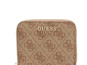 GUESS Laurel SLG Small Zip Around, Bag Women, Logo de café con Leche, One Size