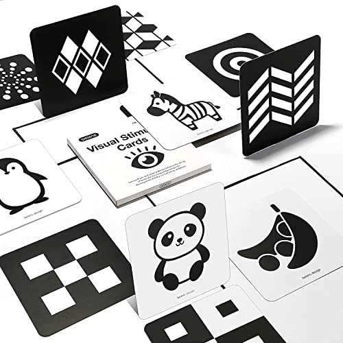 Beiens Tarjetas Flashcards Bebés,0 3 6 12 36 Meses Juguetes en Blancas y Negras Comparó las Tarjetas para la Estimulación Visual del Bebé,20 PCs 40 Pages 14 x 14 cm, Regalo Educativo para Bebés