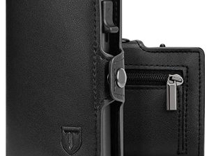 TEEHON Tarjeteros para Tarjetas de Credito | Cartera para Hombre y Mujer con Monedero | Automática Pop-up Billeteras de Protección RFID | Regalos para Hombres | Negro (A-Negro)
