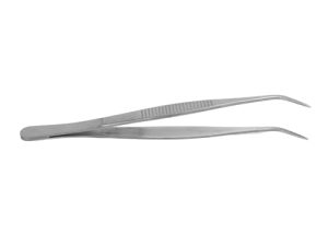 Pinzas para Operaciones de Laboratorio de Acero Inoxidable 304 Punta Fina Dentada de Alta Precisión Función de Esterilización en Autoclave Agarre (punta curva)