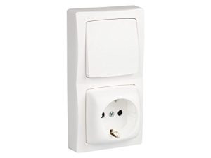 Legrand, 097383 Oteo – Interruptor + enchufe, interruptor conmutador de superficie, enchufe de pared, toma corriente, color blanco