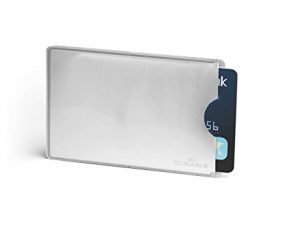 Durable 890023 Estuche para tarjetas de crédito con protección Rfid, bolsa de 10 estuches para tarjetas, plateado