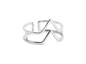 SINGULARU – Anillo Double Peak Plata – Anillo Ajustable – Plata de Ley 925 con Acabado Baño de Rodio – Talla Unica – Joyas para Mujer – Hecho en España