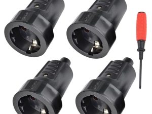 CHEVVY 4 X Hembra IP44 Clavija Enchufe Hembra 16A/250V Acoplamiento de contacto de puesta a tierra con alivio de tensión para Cables de 6-10MM