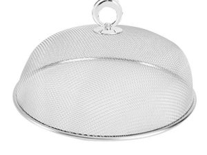 Yardwe – Campana antimoscas de acero inoxidable, cubierta redonda para alimentos, cubierta para tiendas de campaña, campamentos, comidas, barbacoas, buffets, 24 cm, color plateado