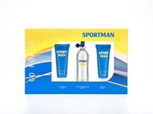 SPORTMAN – Go For It, Estuche de Regalo Hombre, Colonia 150 ml + Gel de Baño 75 ml + After Shave 75 ml, Eau de Toilette Natural y Masculina, Aroma Cítrico, Fragancia Fresca, Deportiva y Duradera