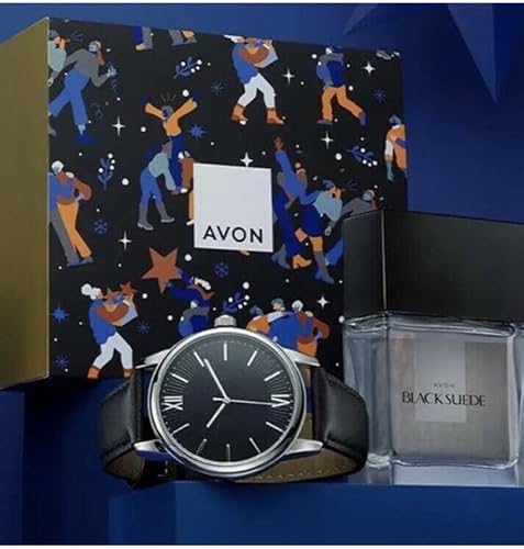 Avon Set para hombre - EDP Black Suede 30ml y Reloj para él - set de regalo para hombre
