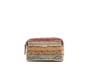 MISAKO Vesuvio Neceser Estampado Jacquard – Neceser de Viaje de Moda para Mujer – Bonito y Espacioso Vesuvio Verde 10 X 18 X 10 cm