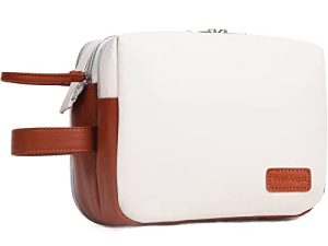 Pearl Angeli Neceser para colgar mujer, bolsa de aseo de viaje de piel sintética grande con gancho impermeable bolsa de baño bolsa de baño bolsa de baño bolsa de baño bolsa de baño, Y blanco, Neceser