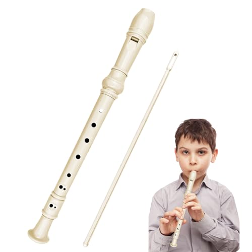 Lectorias 8 Hoyos Flauta Escolar, Flautas Dulce Soprano de Digitación Alemana, Flauto de Infantil Adultos, Sopranos Grabadora, Flute Desmontable Blancas, Plástic de Resina abs, con Varilla Limpieza.