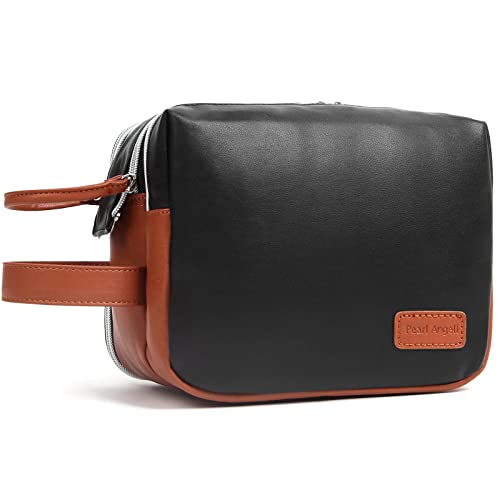 Pearl Angeli Neceser para colgar mujer, bolsa de aseo de viaje de piel sintética grande con gancho impermeable bolsa de baño bolsa de baño bolsa de baño bolsa de baño bolsa de baño, Y negro., Neceser
