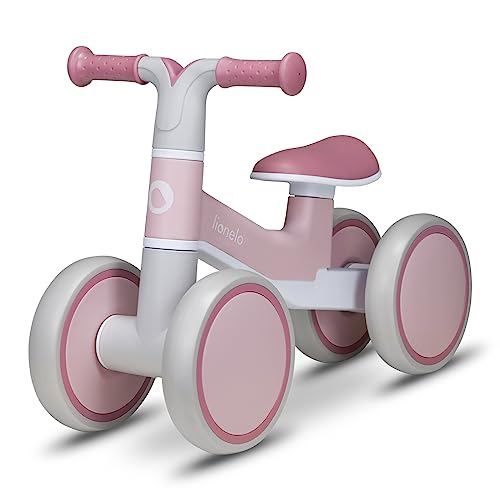 lionelo VILLY Bicicleta de Equilibrio Ligera, Correpasillos para bebés 4 Ruedas de 1 a 3 años (hasta 30 kg), Amortiguación Delantera, Asiento ergonómico, Regalo para niñas y niños (Pink)