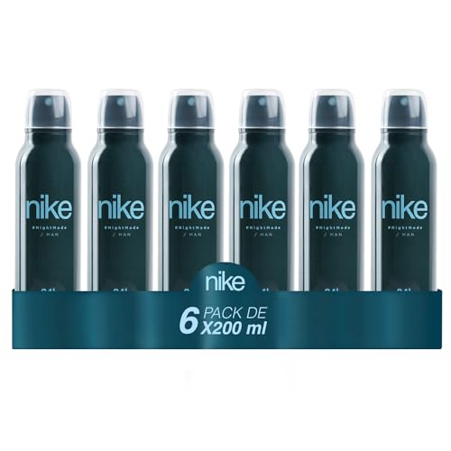 NIKE - Night Mode, Desodorante Hombre Spray, Pack de 6 x 200 ml, Desodorante Antimanchas para Todo Tipo de Piel, 0% Sales de Aluminio, de Larga Duración, Fragancia Frutal Amaderado