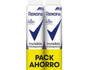 Rexona Invisible Desodorante Aerosol Antitranspirante para mujer, antimanchas, 2 x 200 ml, el ambalaje puede variar
