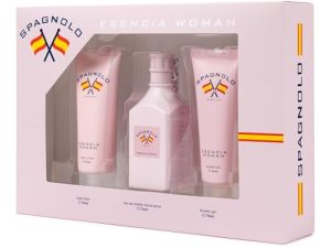 SPAGNOLO – Esencia Woman, Estuche de Regalo Mujer Colonia 75 ml + Gel de Baño 75 ml + Crema Corporal 75 ml, Eau de Toilette Natural y Femenina, Aroma Floral Afrutado, Fragancia Fresca y Duradera